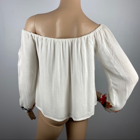 LOVERS + FRIENDS IVORY EMBROIDERED OFF-THE-SHOULDER TOP - Picture 8 of 9